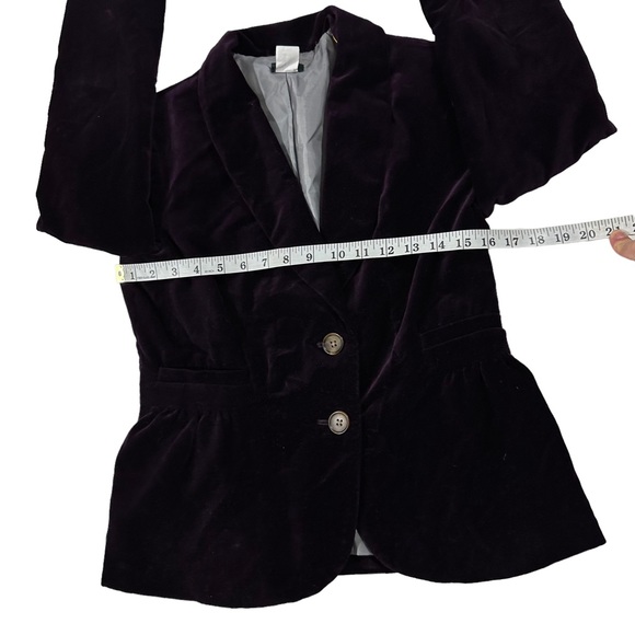 J Crew Plum 2 Button Velvet Blazer Sz 4 Jewel Tone 100% Cotton Lined Jacket EUC - Picture 11 of 15